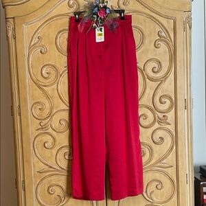 NWT GB Satin Wide Leg Trousers in Vibrant Red